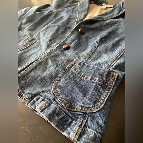 GAP Stretch Tailored Fit Blue Denim Jacket sz 6 - Picture 5 of 12